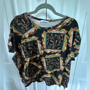 Oversized Black T-shirt with Golden Frame Design